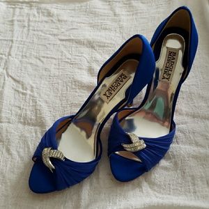 Blue rhinestone heels